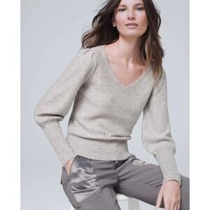 White House Black Market- Puffed-Sleeve grey Sweater, Size M